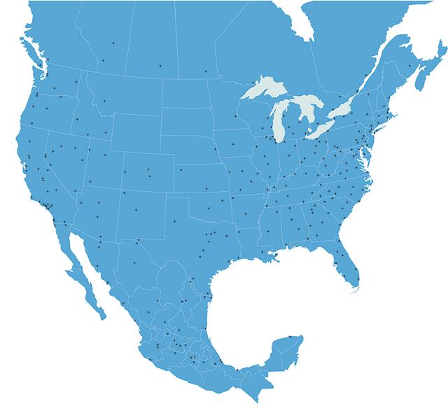 map of TForce centers